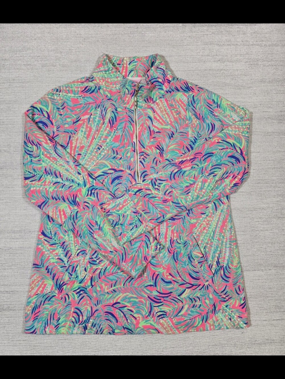 Lilly Pulitzer Skipper Popover Womens L 1/2 Zip Pink Sunset Coco Breeze Preppy